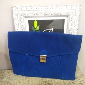 Mossimo Blue Suede Envelope Clutch Purse